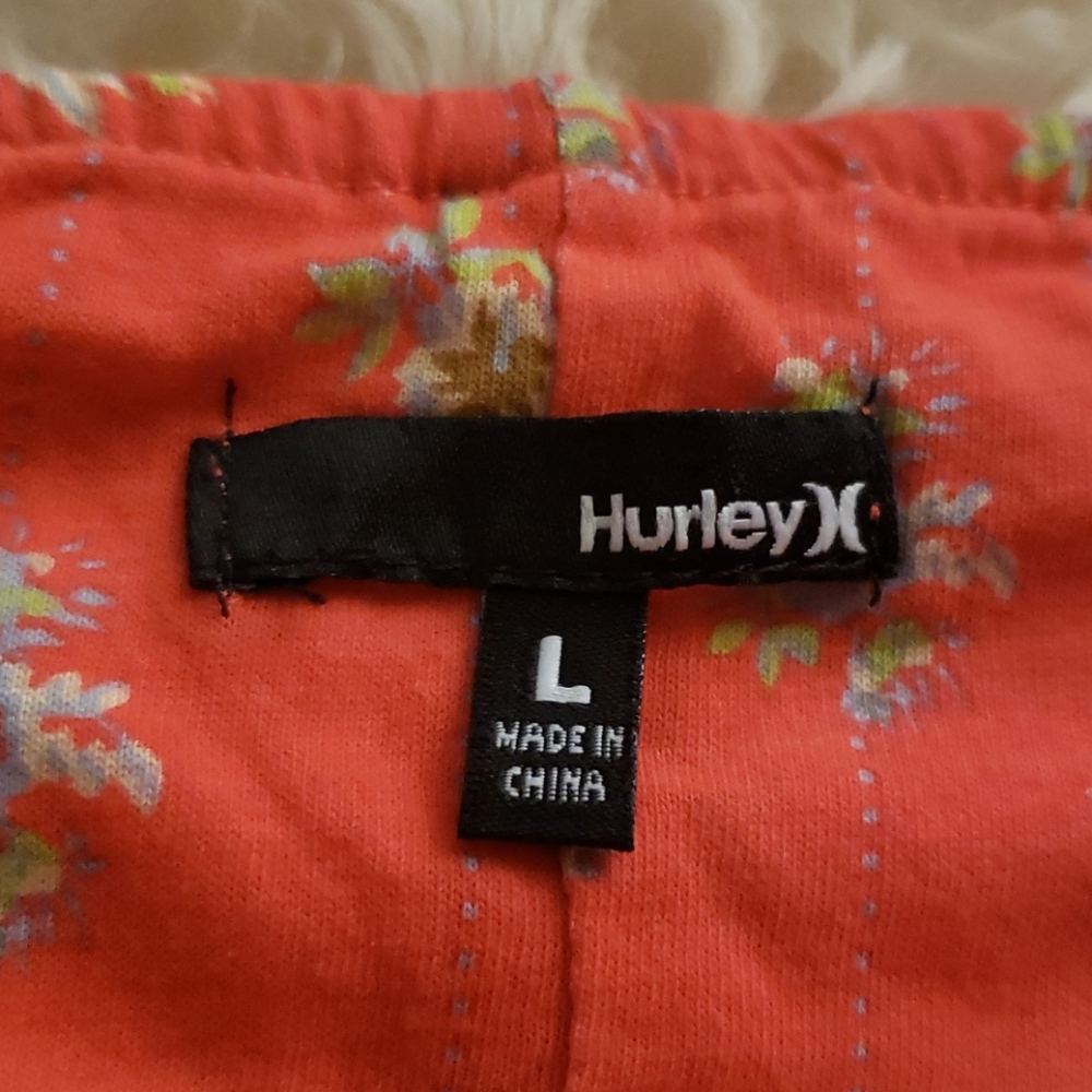 Womens Hurley tank, high-low back front, red flora